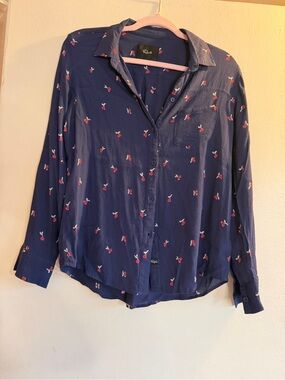 Rails Navy Shirt with Red Cherry Print